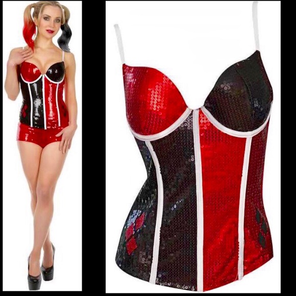DC COMICS HARLEY QUINN SEQUIN CORSET - Picture 2 of 8